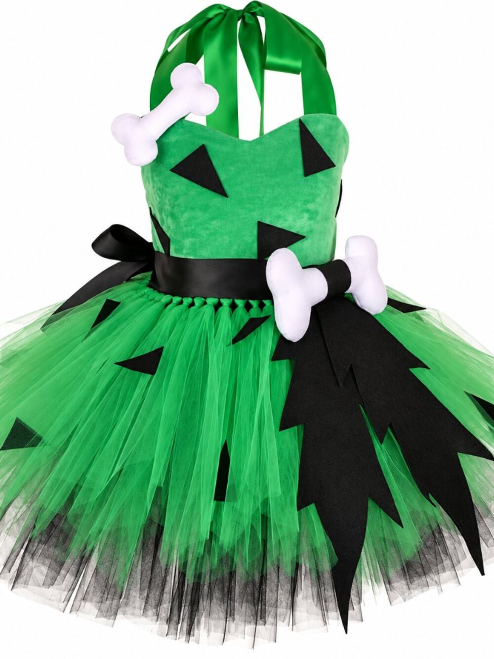Toddler Bam Bam Inspired Costume Green Tutu Cave Girl Halloween 1T 2T